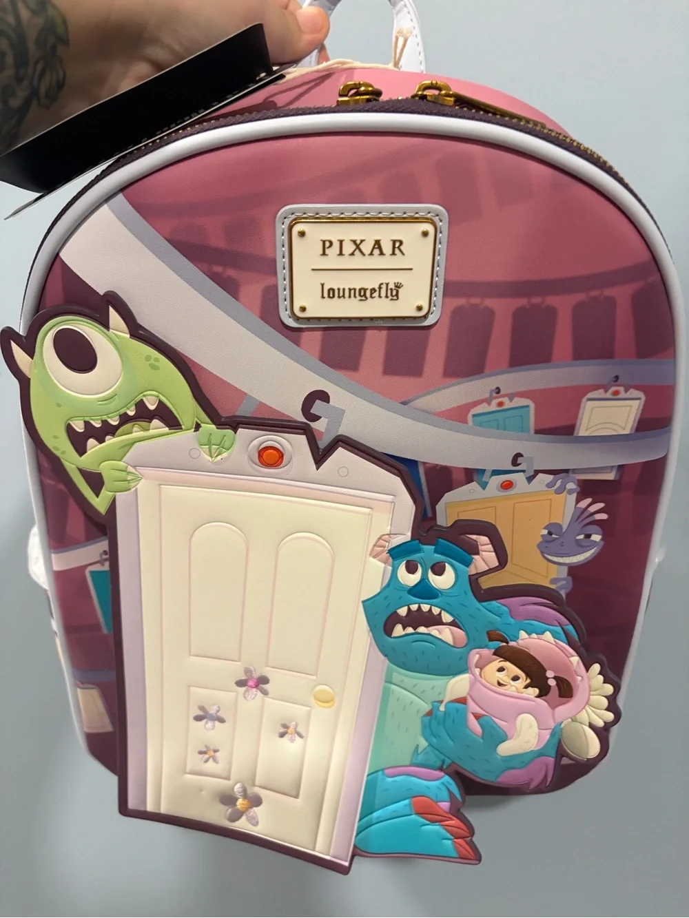 Loungefly Pixar Monsters, Inc. Pink & Teal Mini Backpack